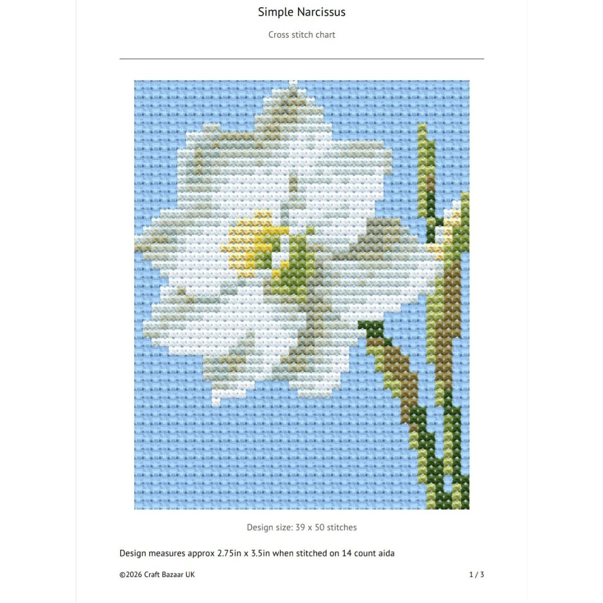 Simple Narcissus - PDF Cross Stitch Pattern