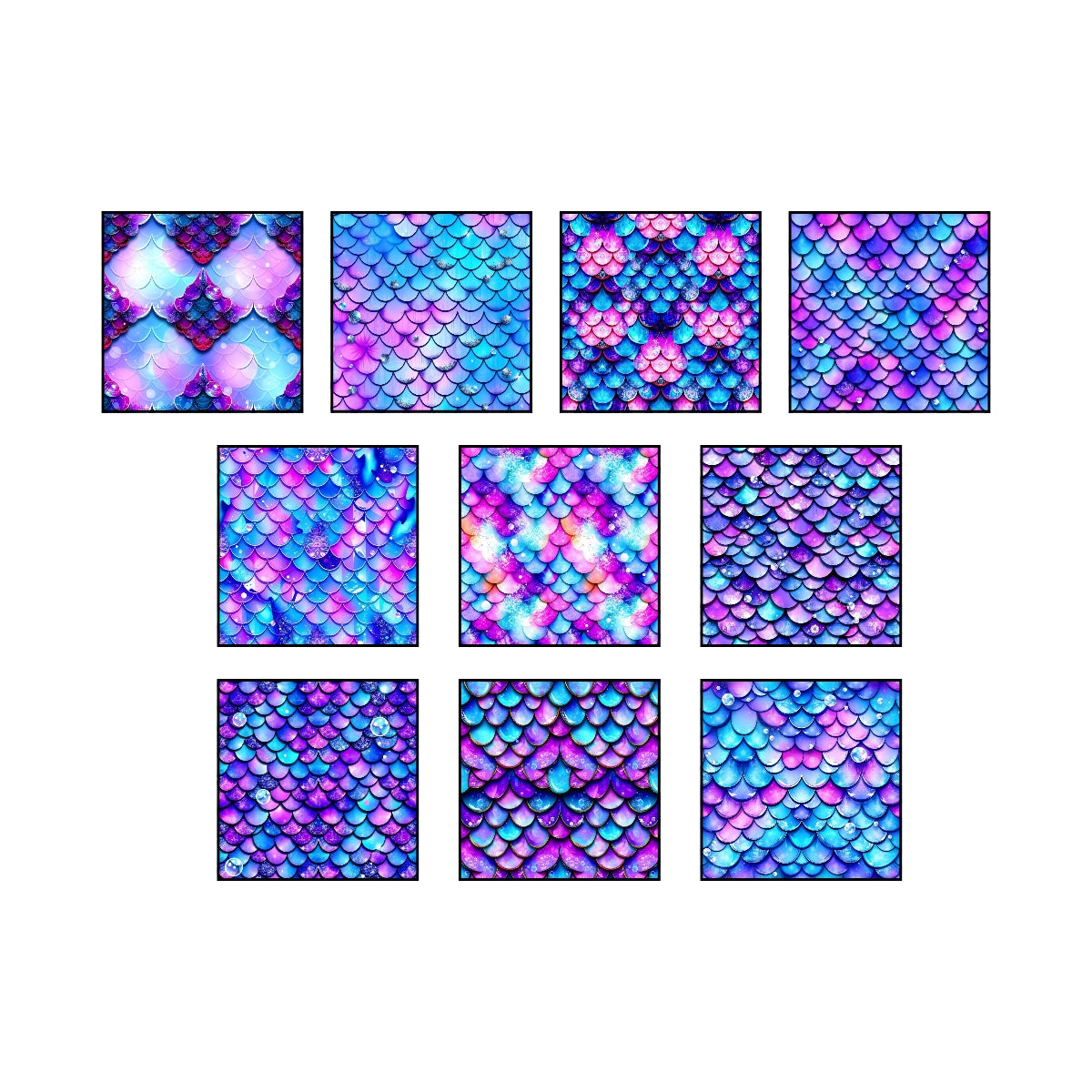 Vibrant Mermaid Scales Scrapbooking Paper