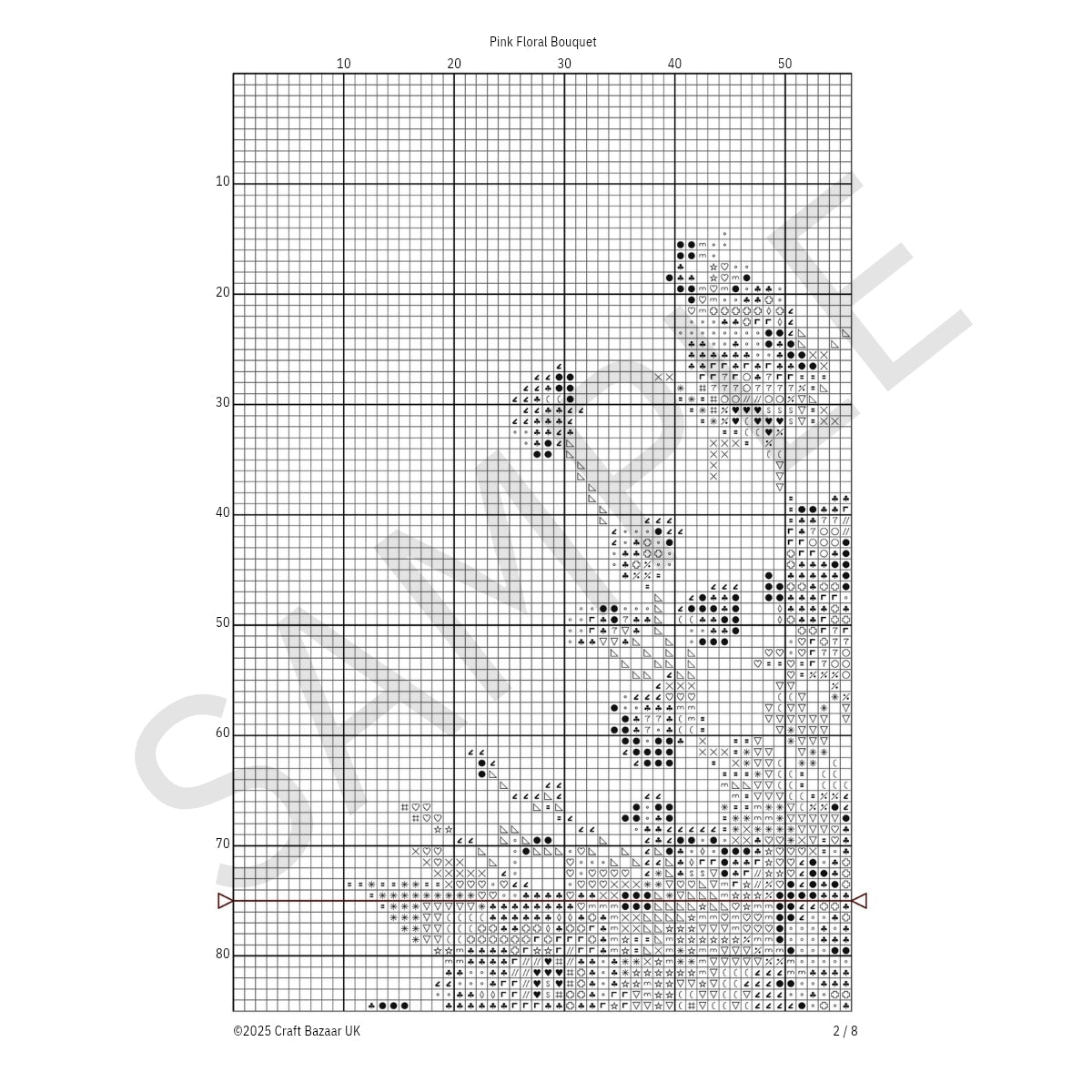 Pink Floral Bouquet Cross Stitch Pattern