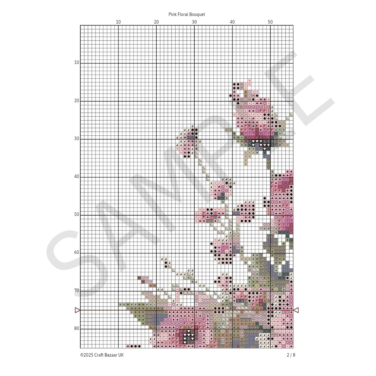 Pink Floral Bouquet Cross Stitch Pattern