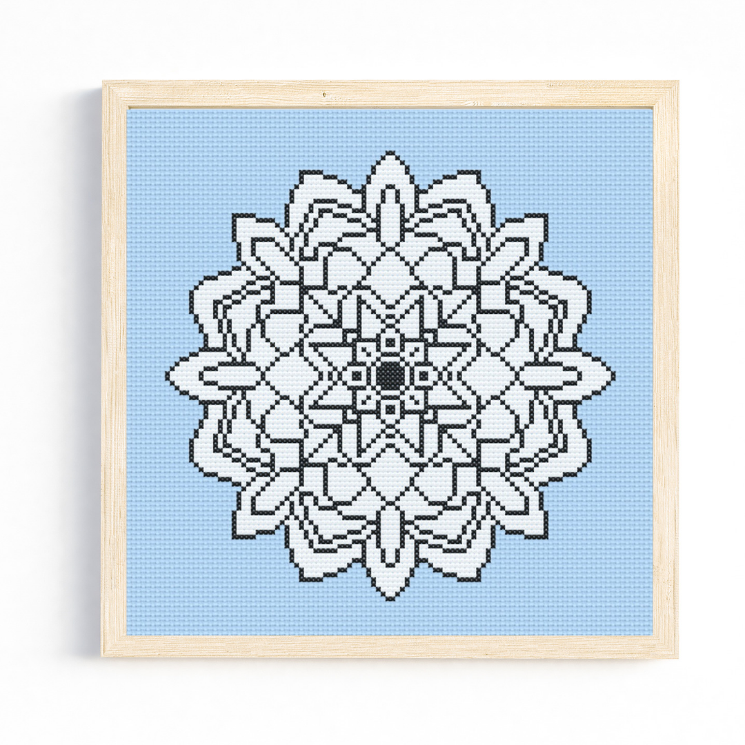 Black and White Mandala Cross Stitch Pattern