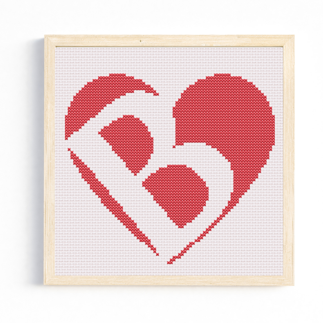 B Monogram in Heart Cross Stitch Pattern