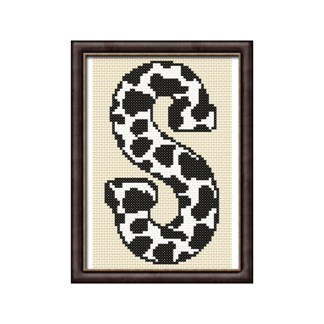 Cow Print S Monogram Cross Stitch Pattern