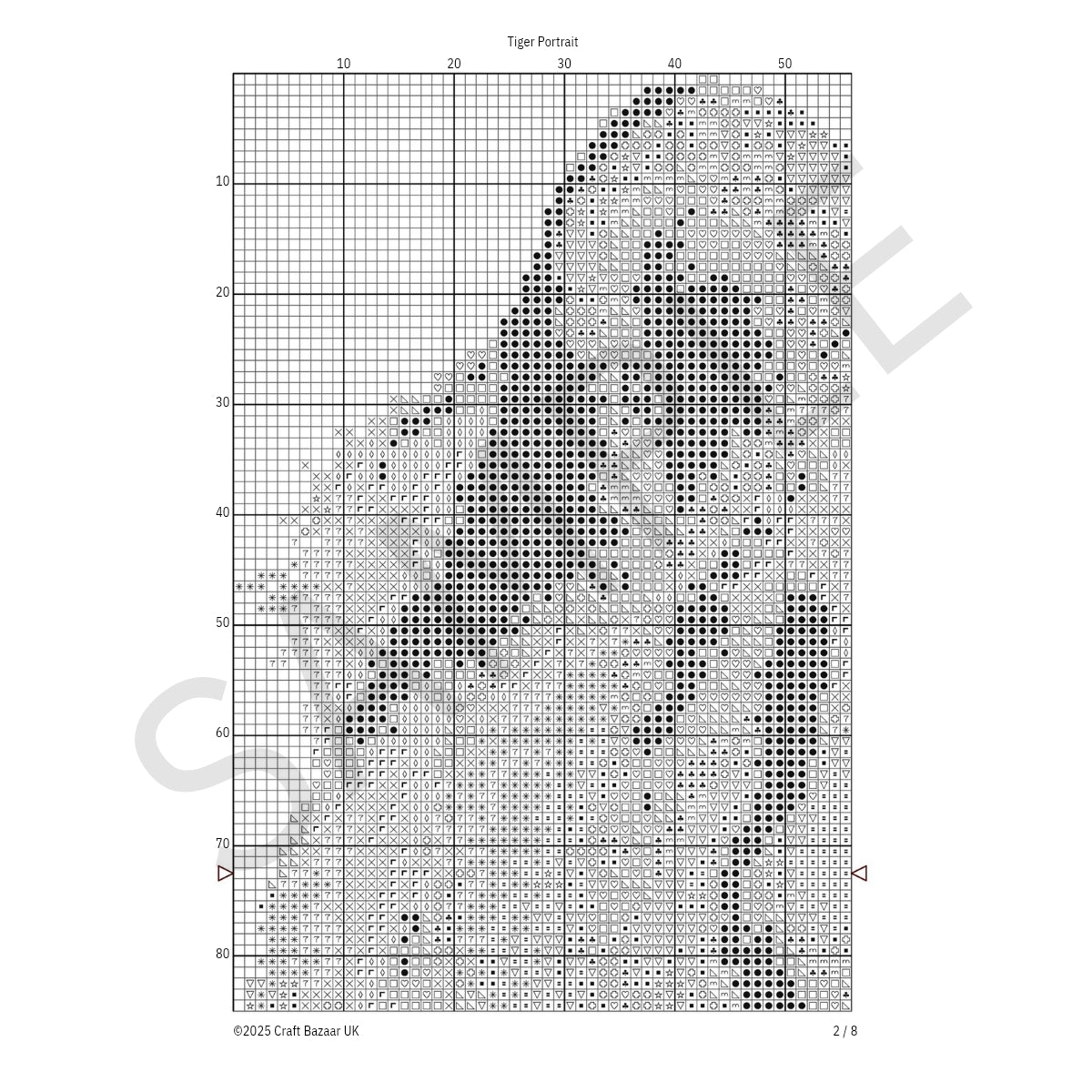 Tiger Portrait Cross Stitch Pattern