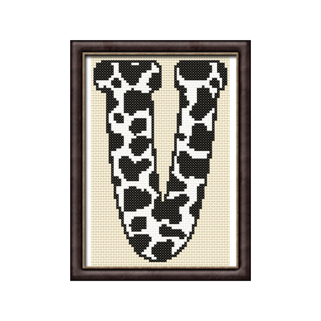 Cow Print V Monogram Cross Stitch Pattern