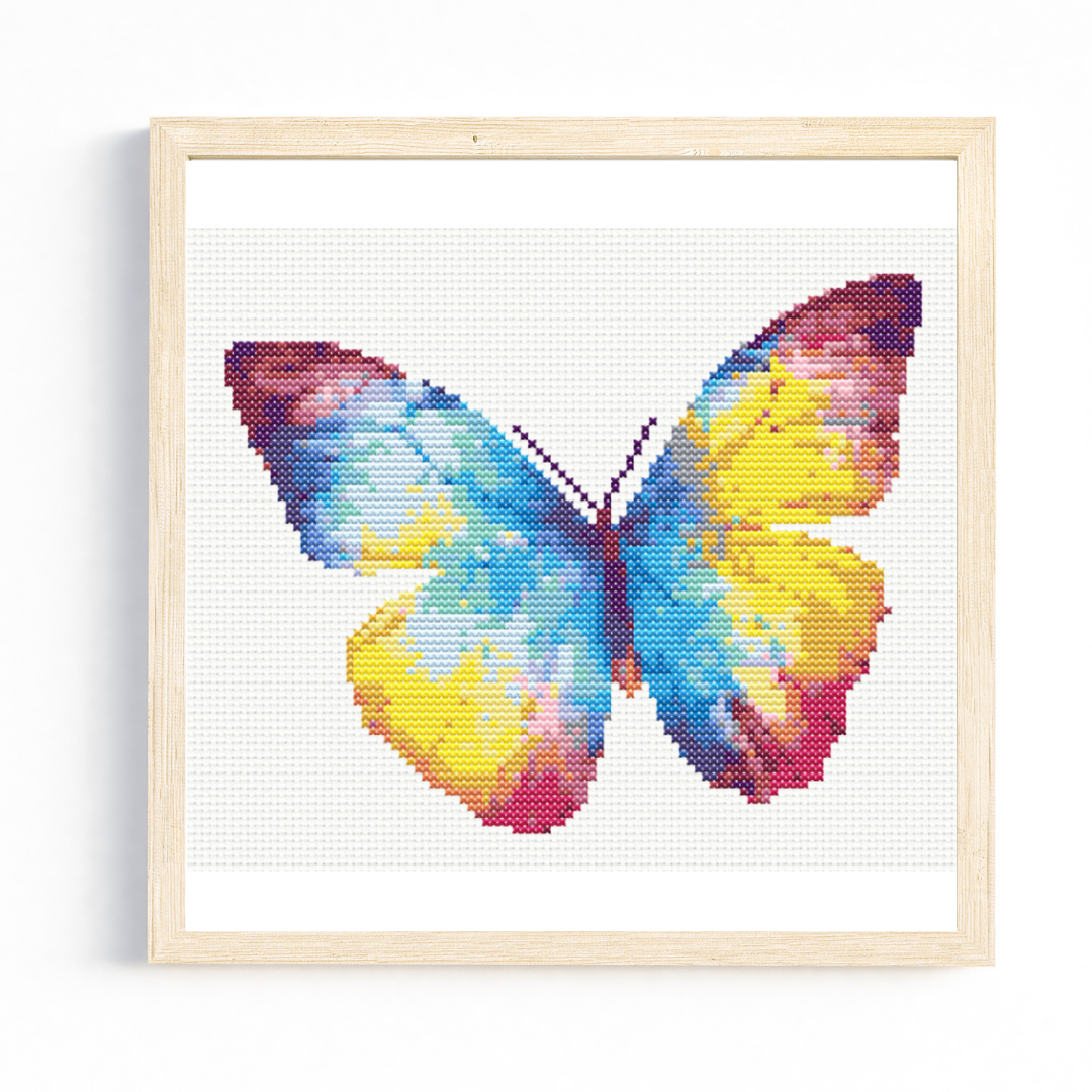 Rainbow Watercolour Butterfly Cross Stitch Pattern