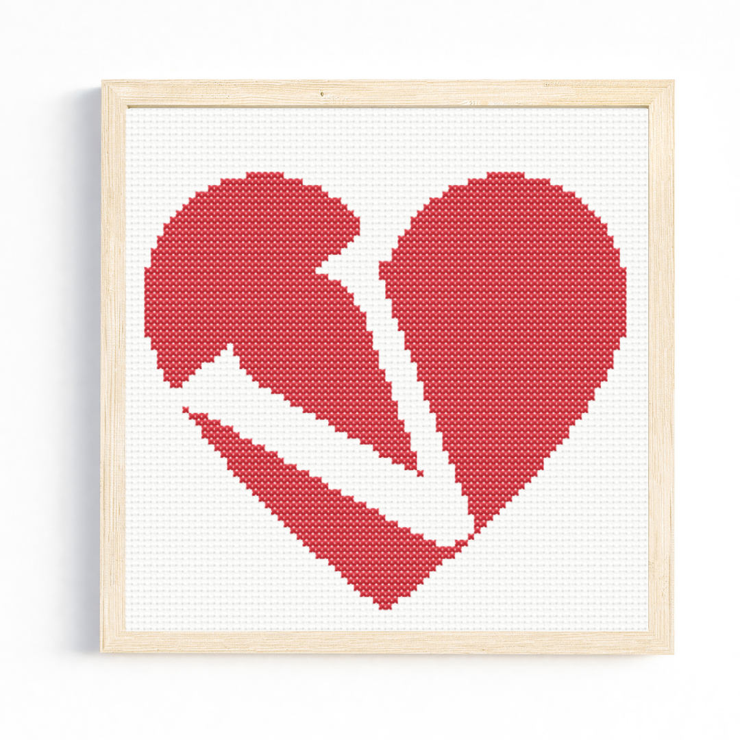 V Monogram in Heart Cross Stitch Pattern