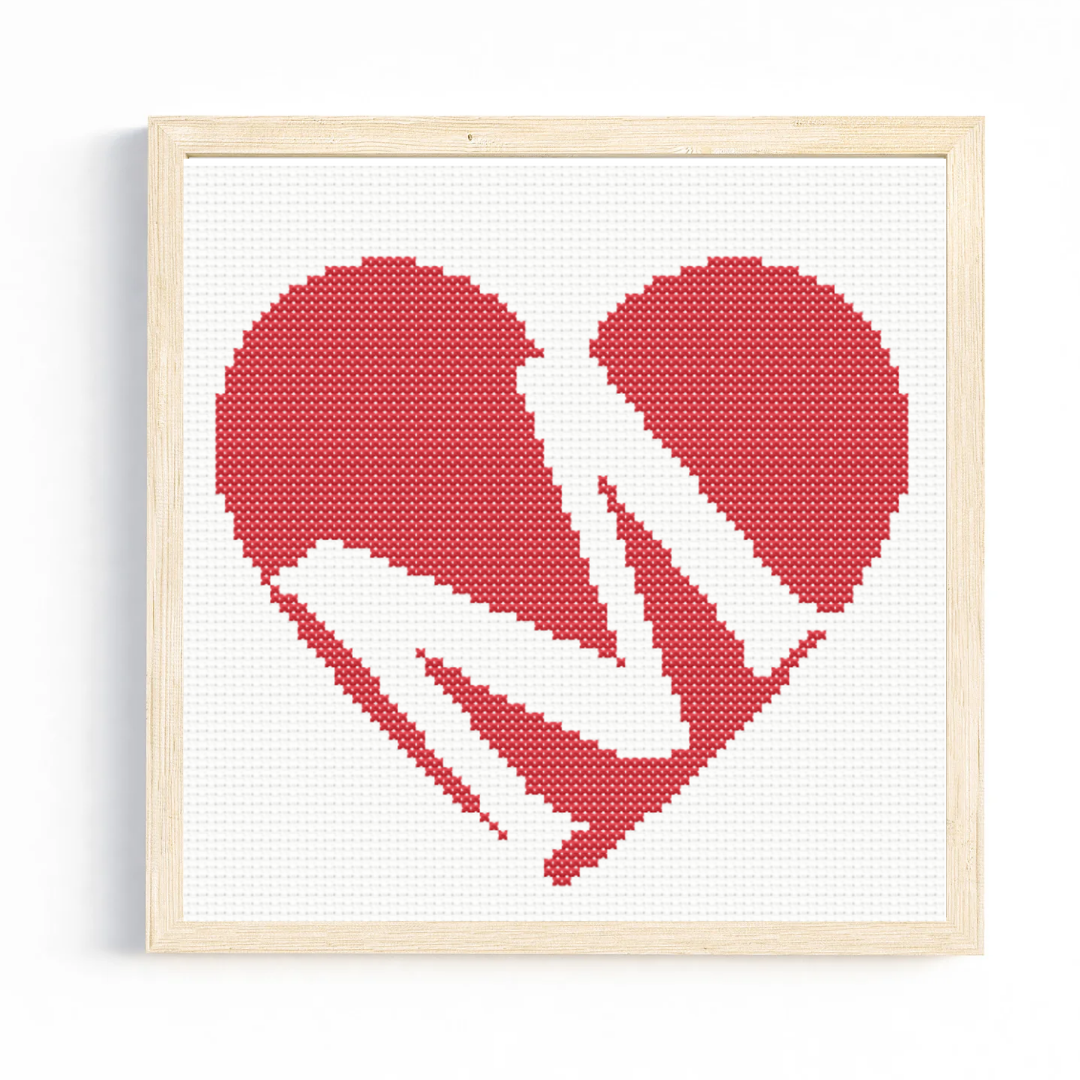 M Monogram in Heart Cross Stitch Pattern