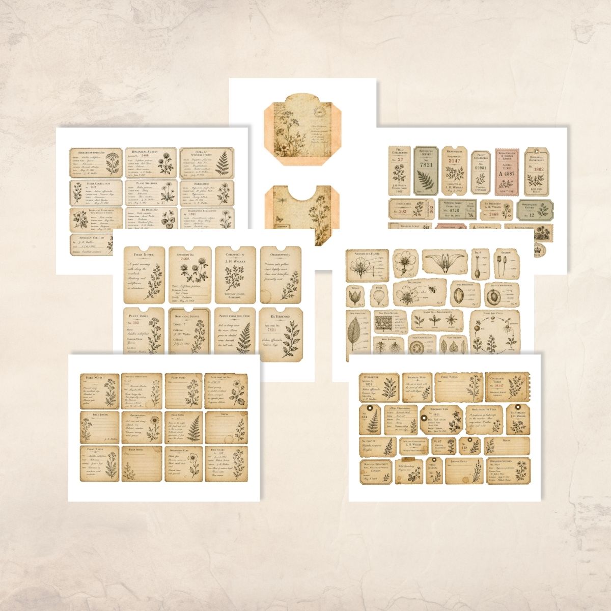 Antique Botanical Junk Journal Kit