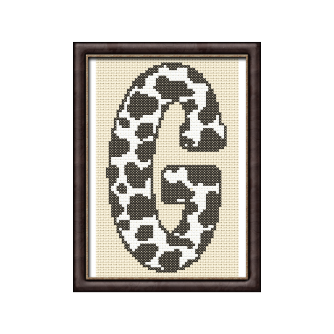 Cow Print G Monogram Cross Stitch Pattern