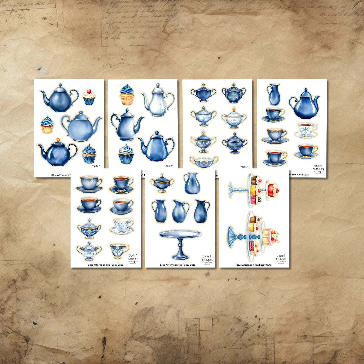 Blue Afternoon Tea Fussy Cuts