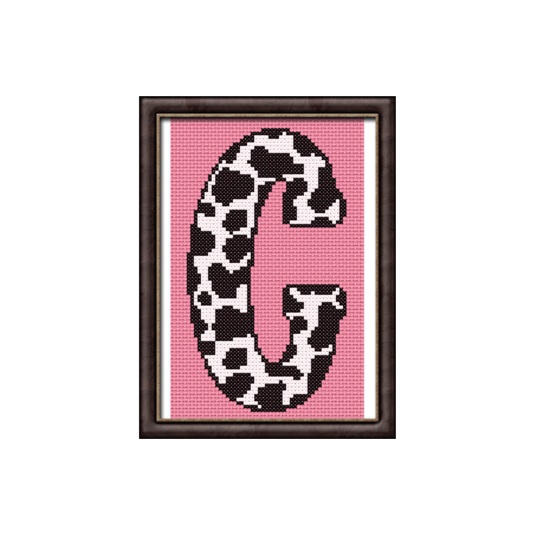 Cow Print C Monogram Cross Stitch Pattern