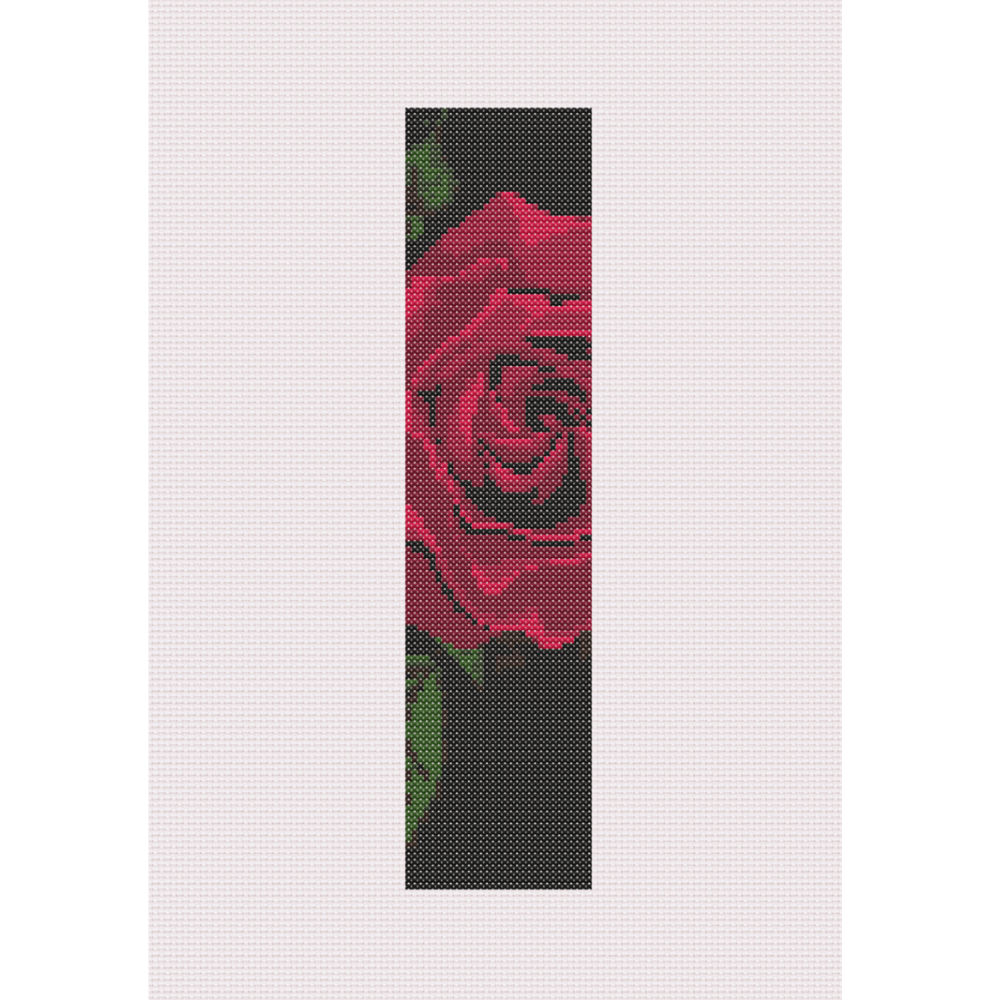 Red Rose on Black I Monogram Cross Stitch Pattern