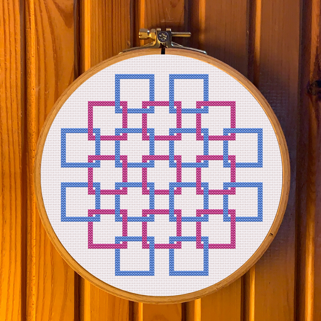 Geometric 2 Tone Interlocking Squares Cross Stitch Pattern