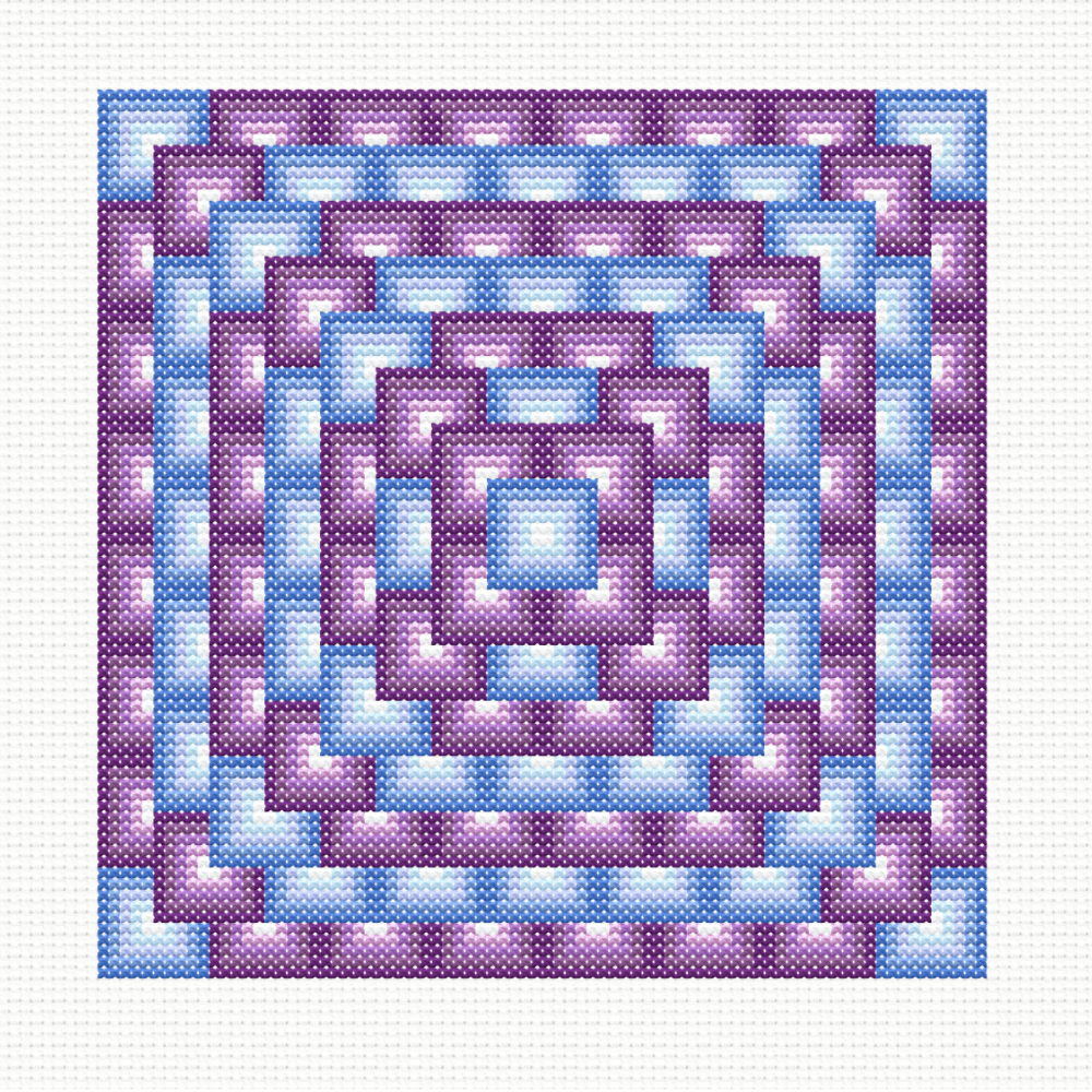 Geometric Stacked Squares Cross Stitch Pattern