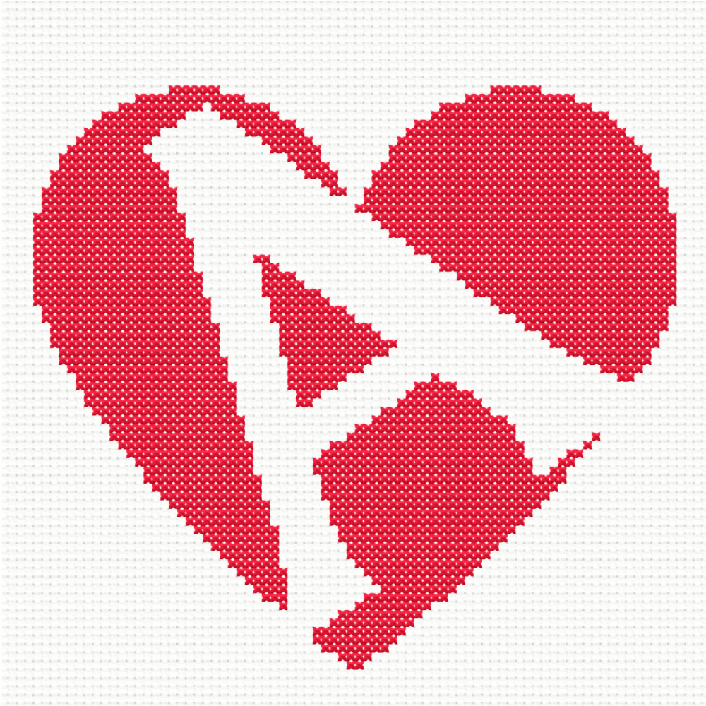 A Monogram in Heart Cross Stitch Pattern