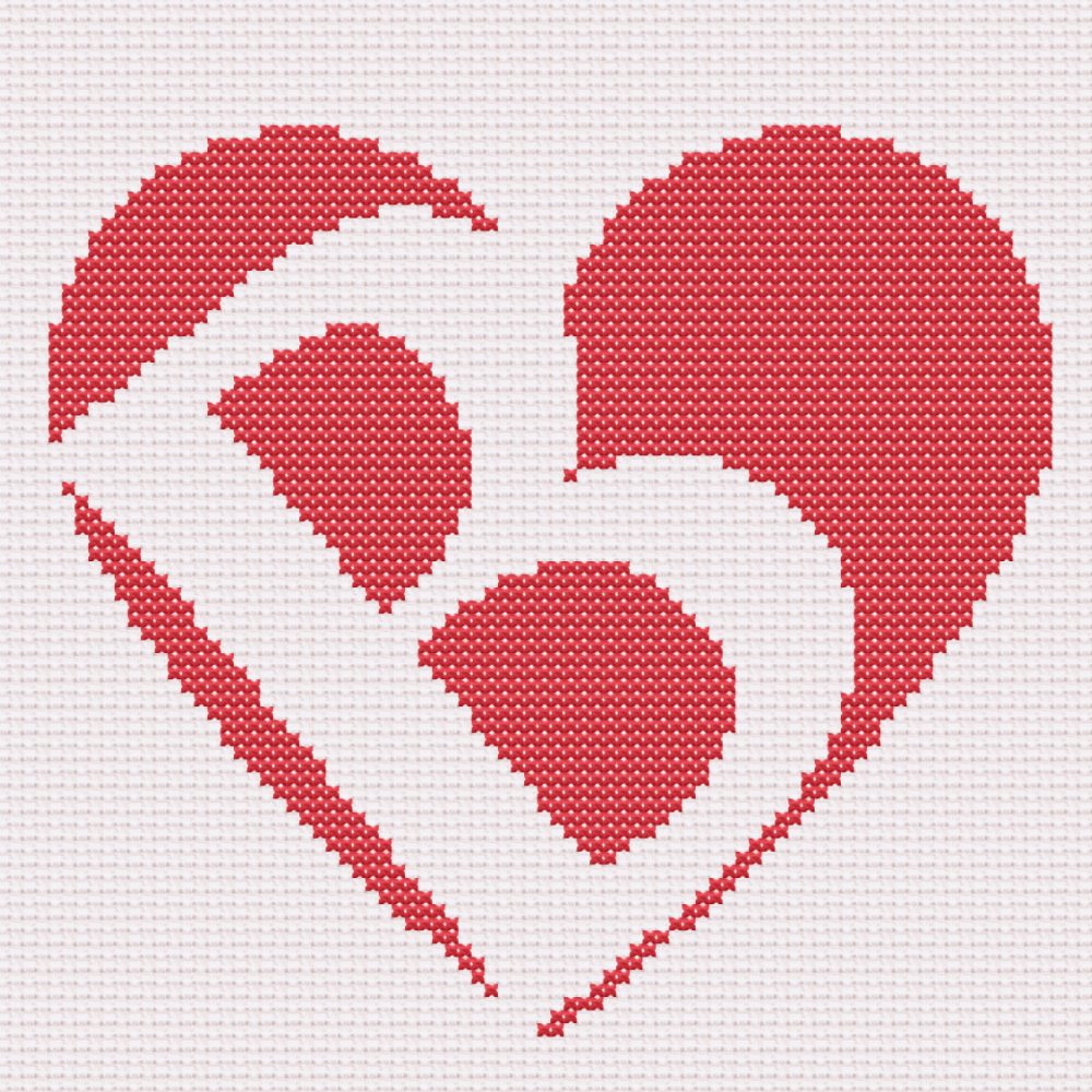 B Monogram in Heart Cross Stitch Pattern