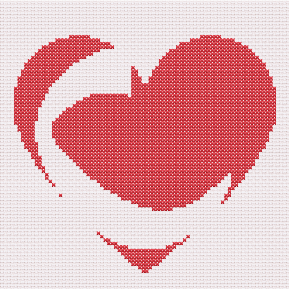 C Monogram in Heart Cross Stitch Pattern