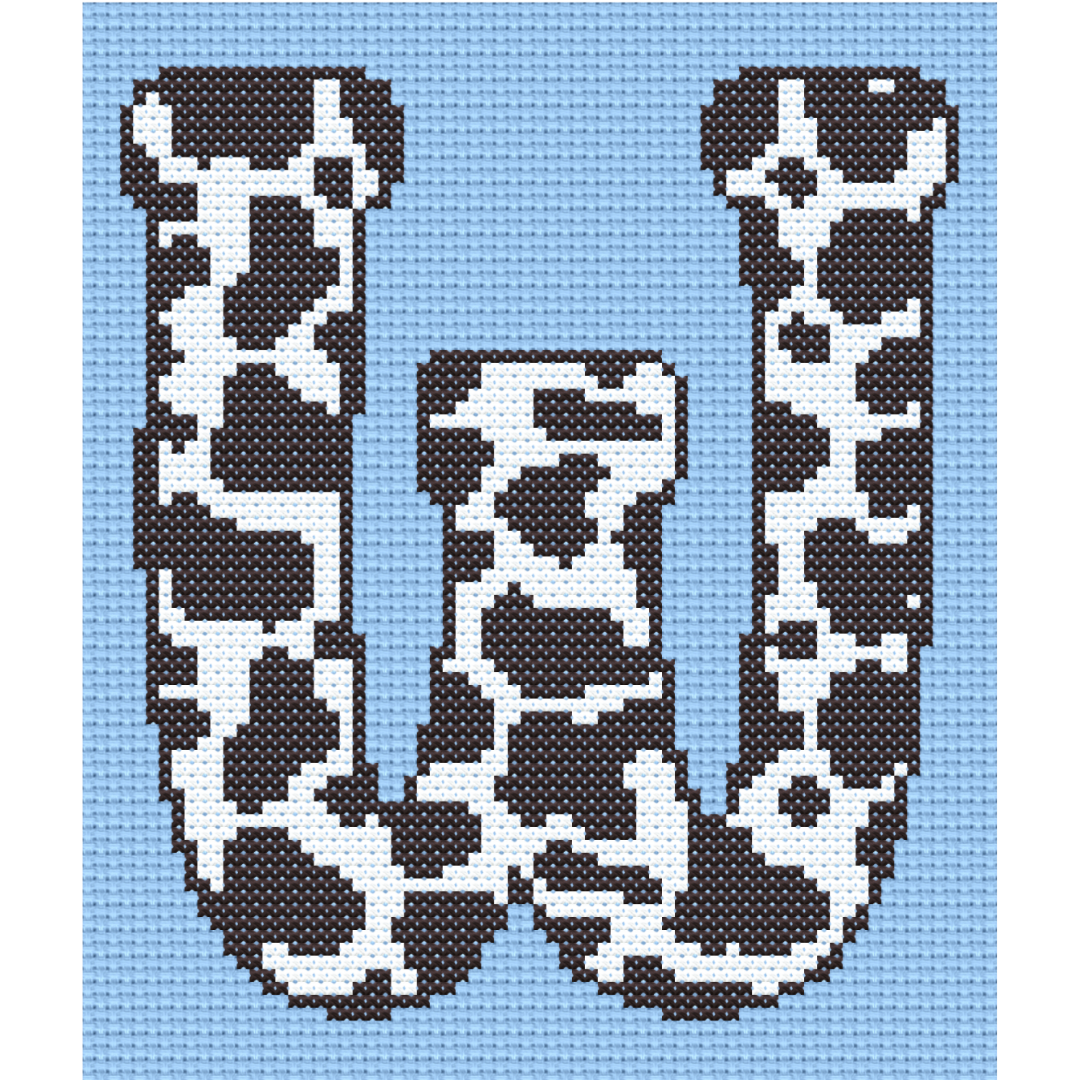 Cow Print W Monogram Cross Stitch Pattern