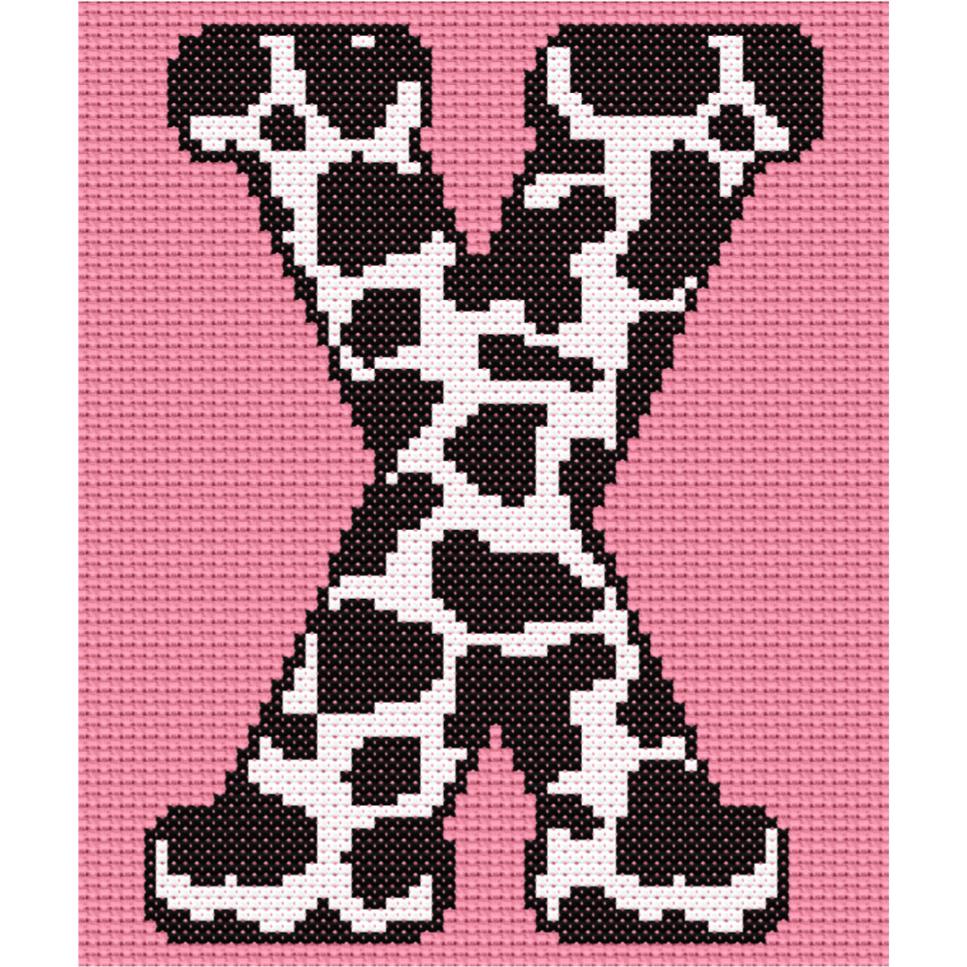 Cow Print X Monogram Cross Stitch Pattern