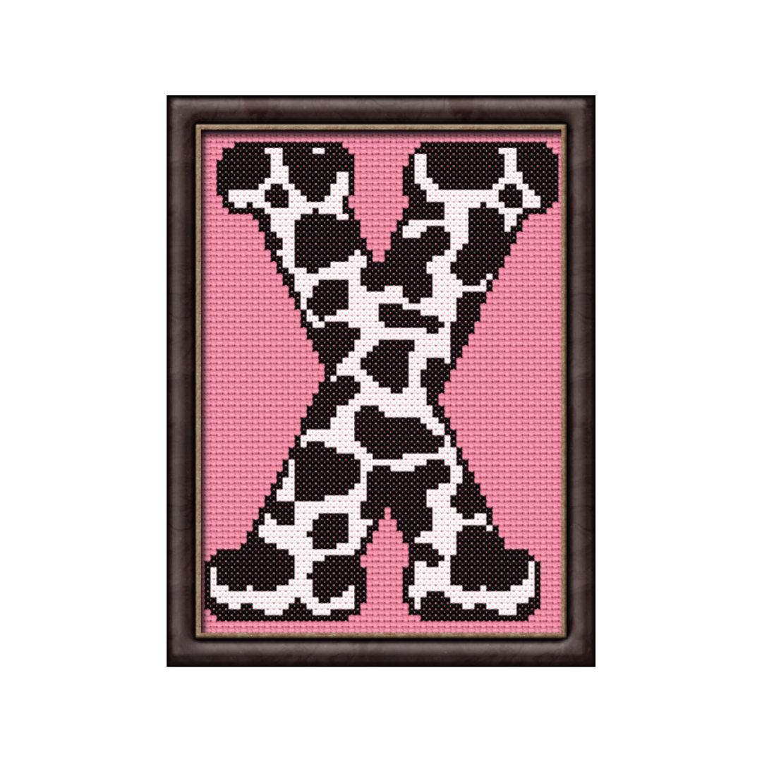 Cow Print X Monogram Cross Stitch Pattern