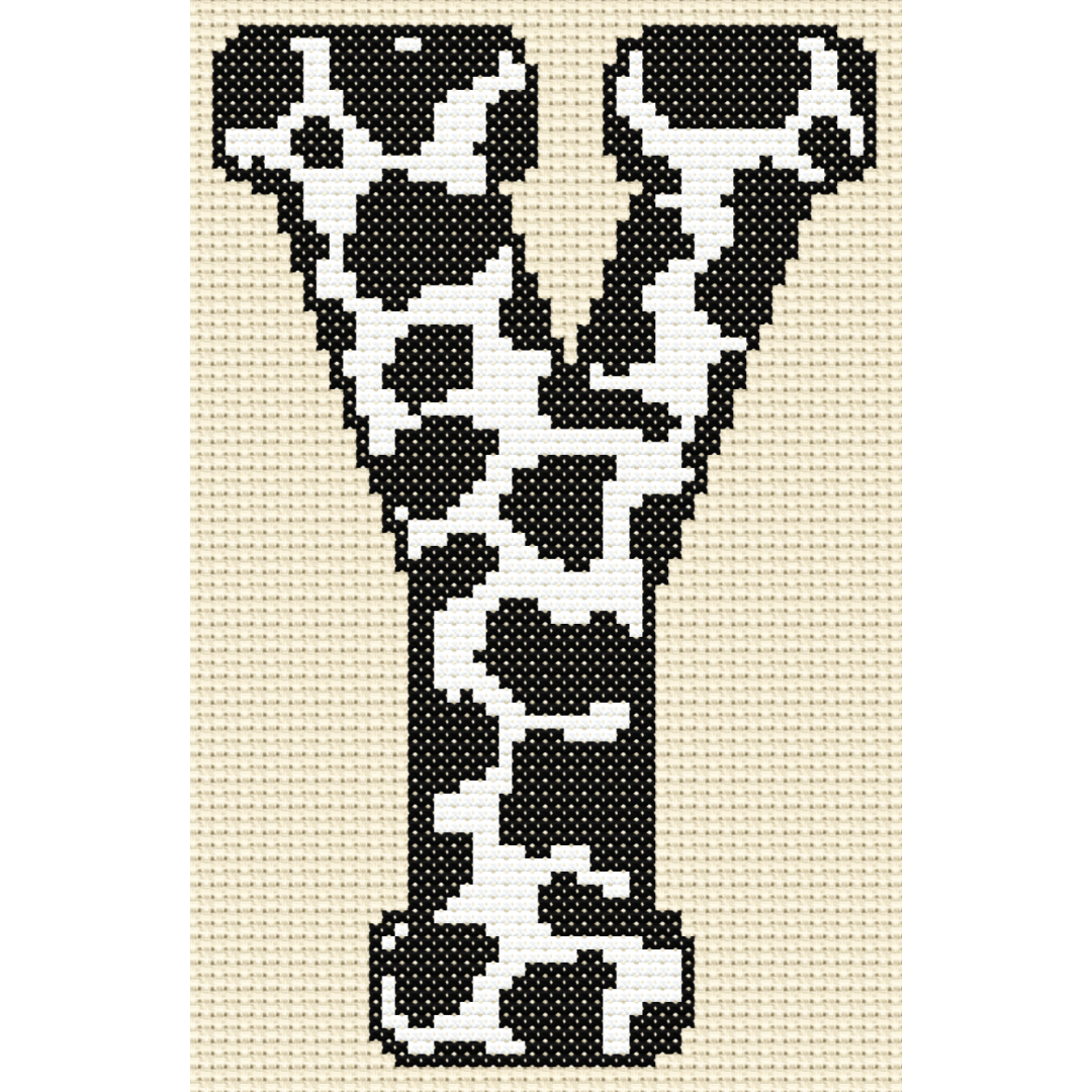 Cow Print Y Monogram Cross Stitch Pattern