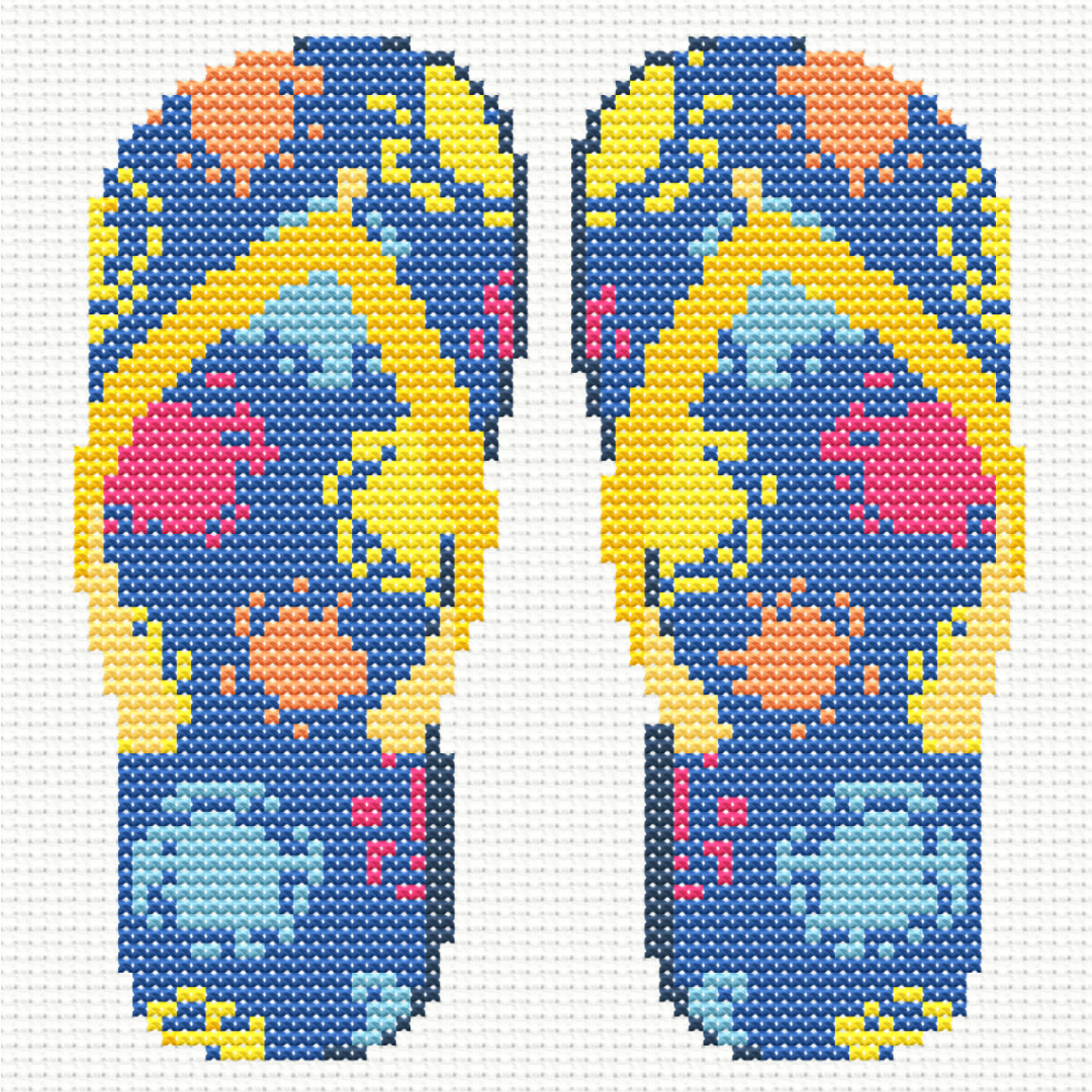 Flip Flops Colour Splash Cross Stitch Pattern