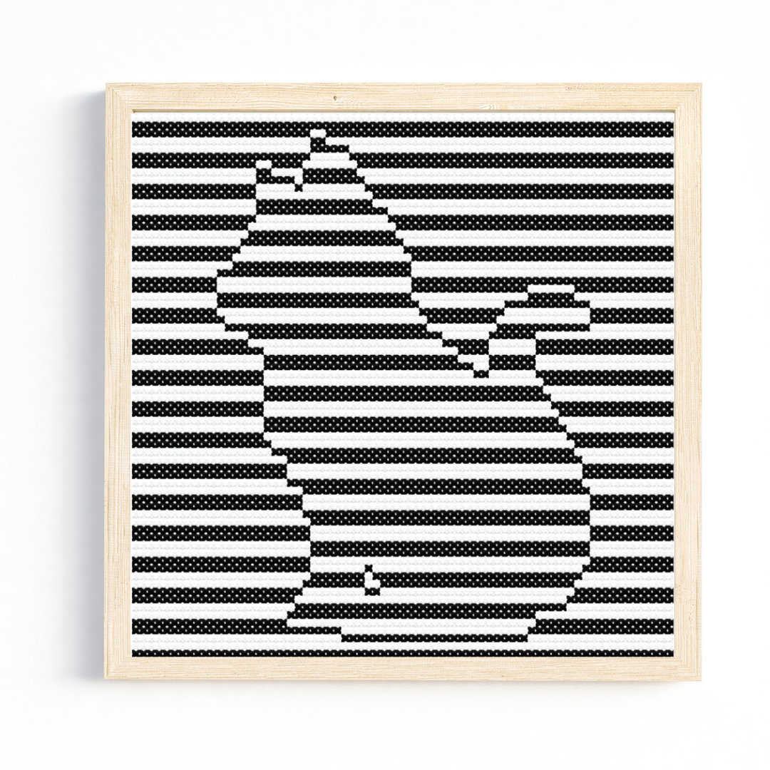 Op Art Sitting Cat Cross Stitch Pattern