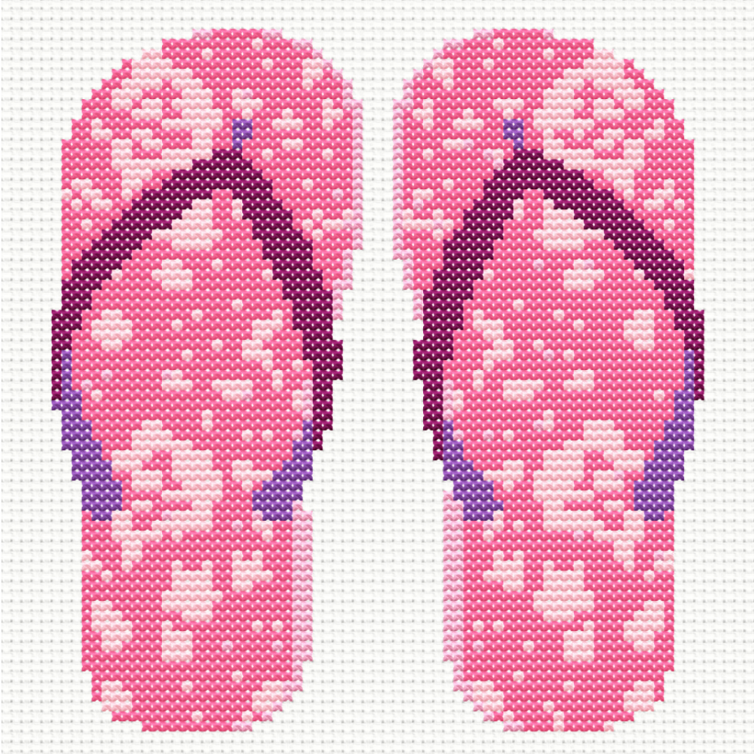 Flip Flops Pink Cross Stitch Pattern