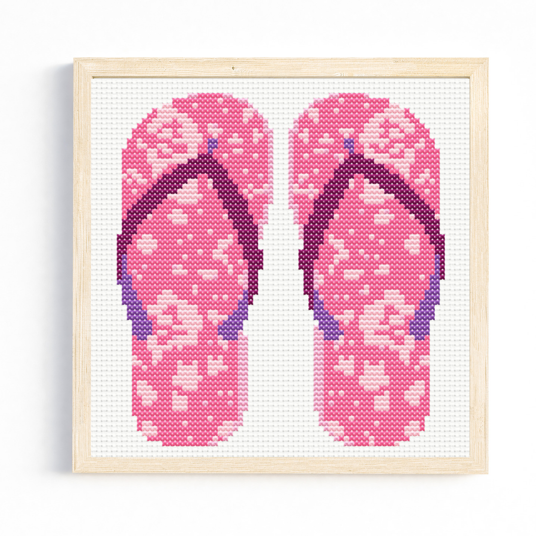 Flip Flops Pink Cross Stitch Pattern