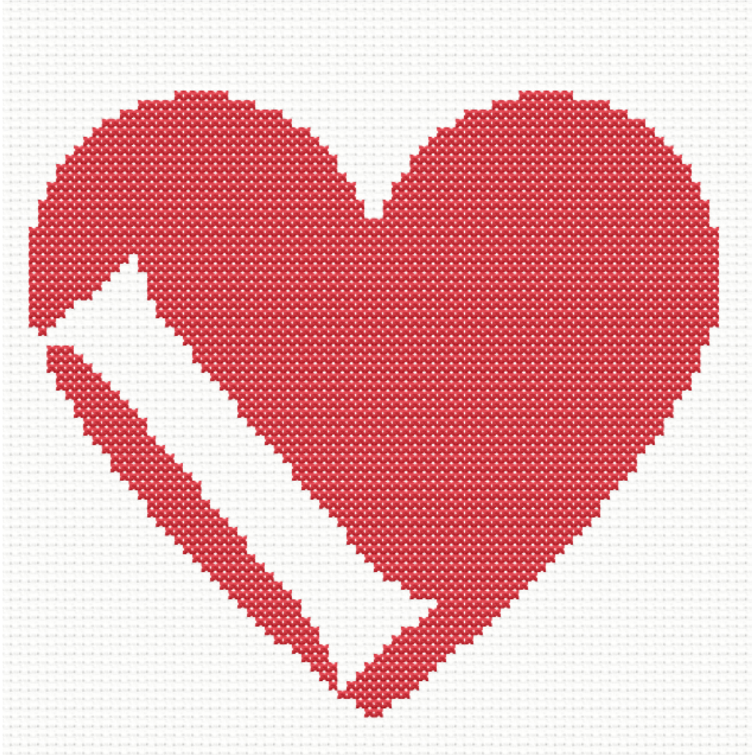 I Monogram in Heart Cross Stitch Pattern