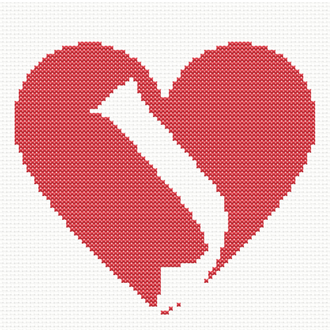 J Monogram in Heart Cross Stitch Pattern