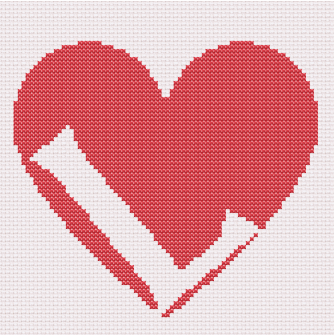 L Monogram in Heart Cross Stitch Pattern