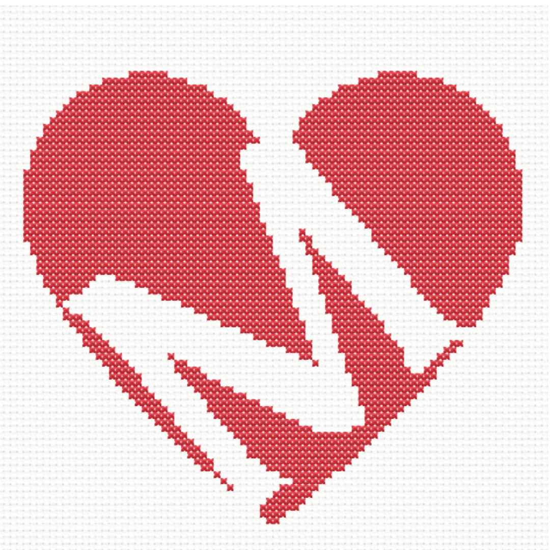M Monogram in Heart Cross Stitch Pattern