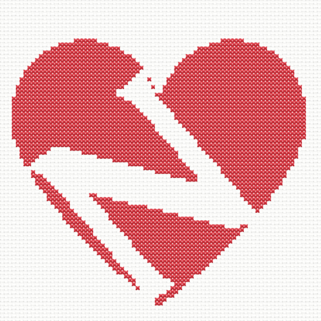 N Monogram in Heart Cross Stitch Pattern