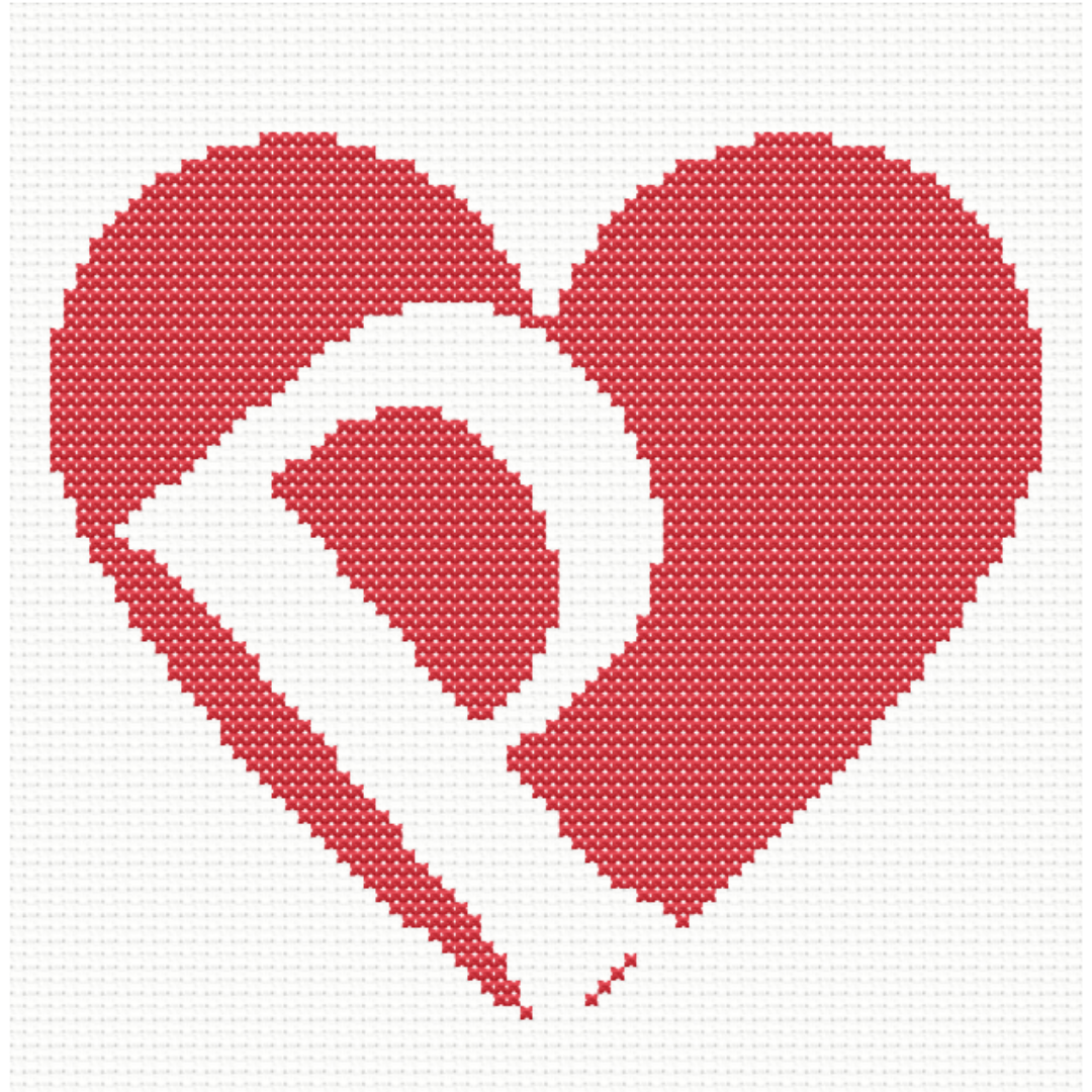 P Monogram in Heart Cross Stitch Pattern