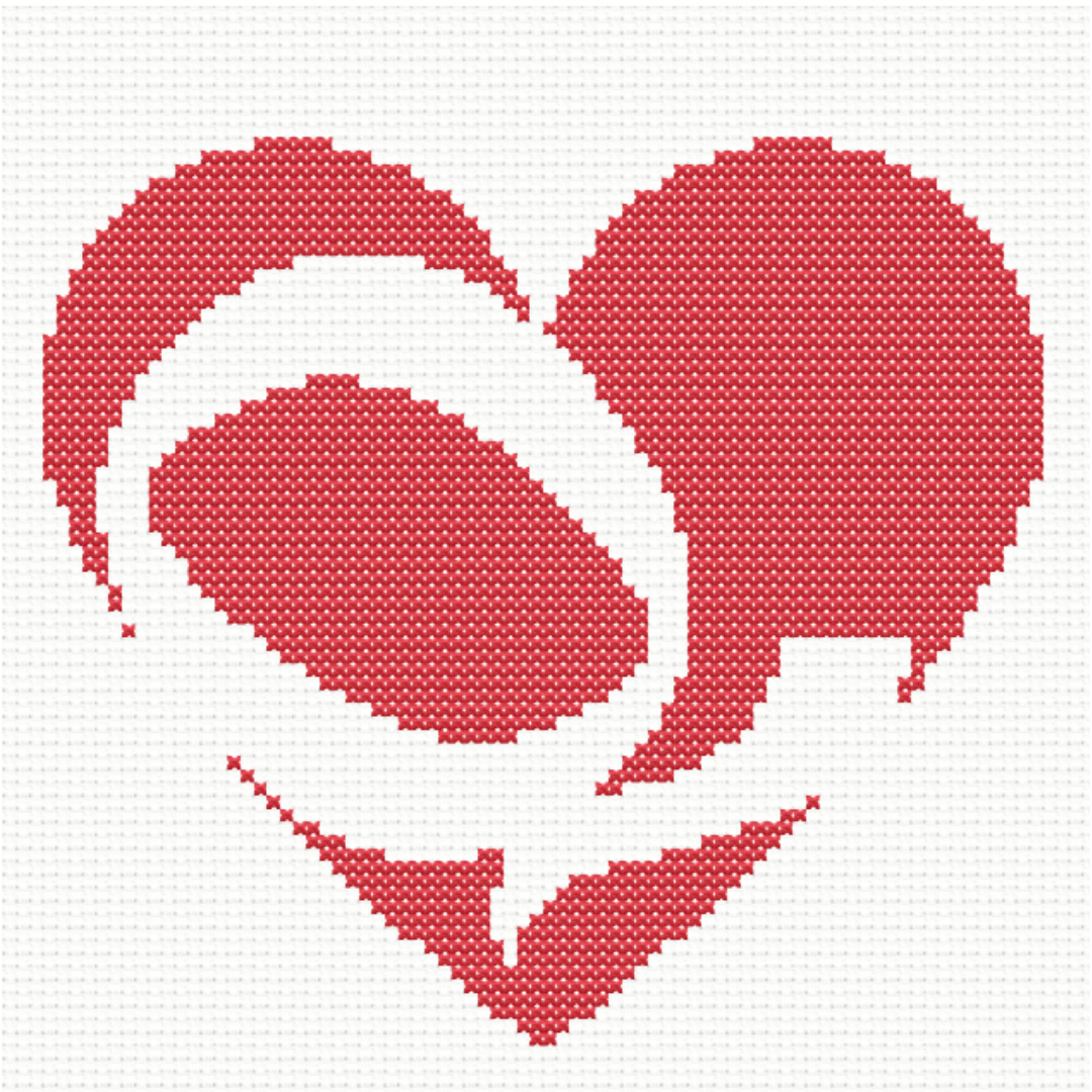 Q Monogram in Heart Cross Stitch Pattern