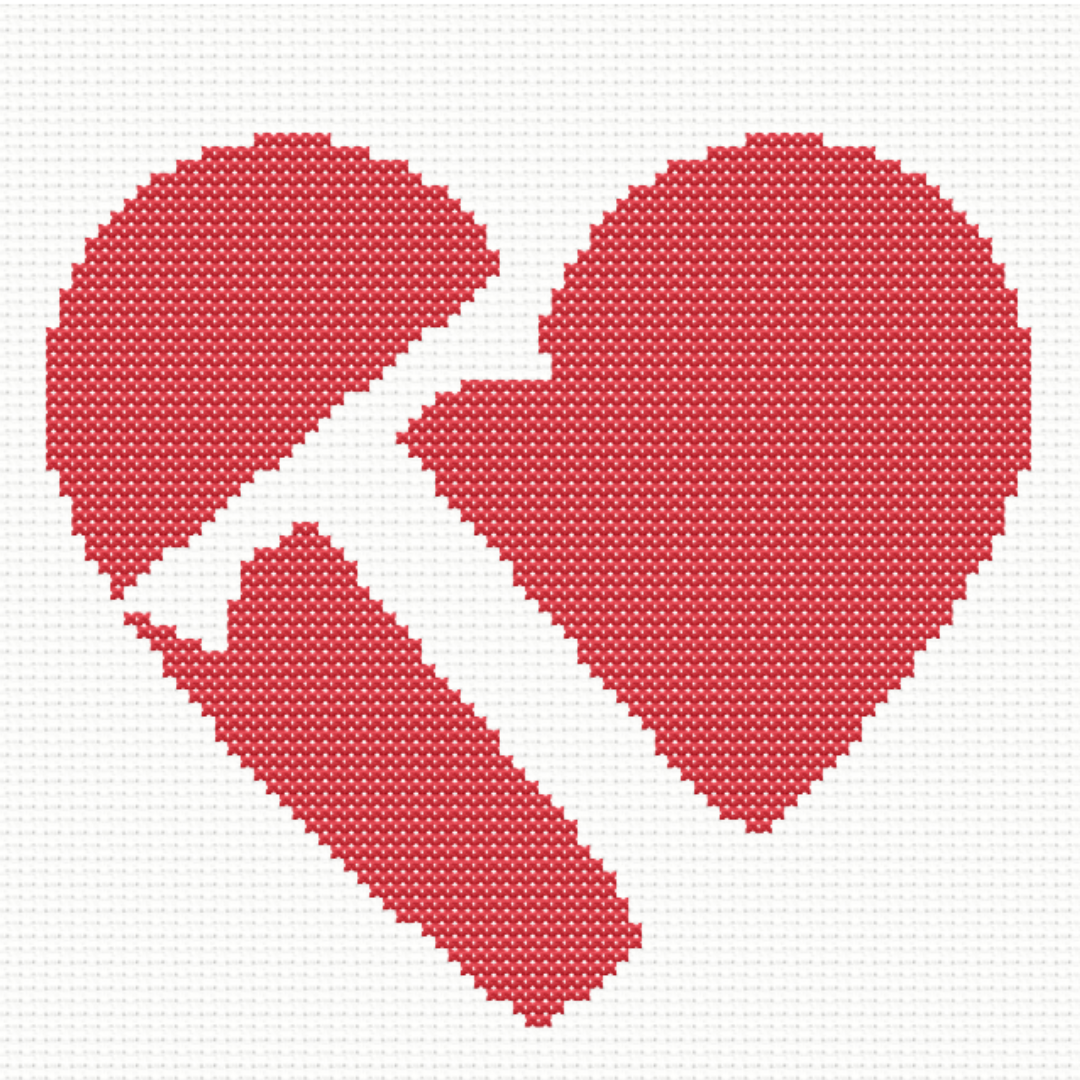 T Monogram in Heart Cross Stitch Pattern