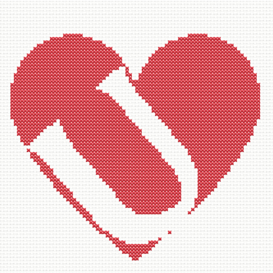 U Monogram in Heart Cross Stitch Pattern