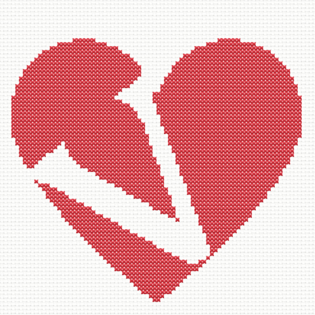 V Monogram in Heart Cross Stitch Pattern