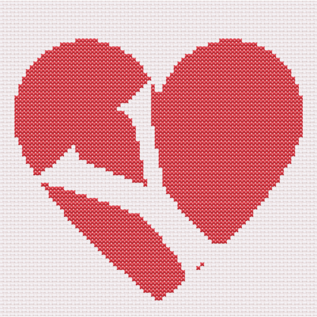 Y Monogram in Heart Cross Stitch Pattern