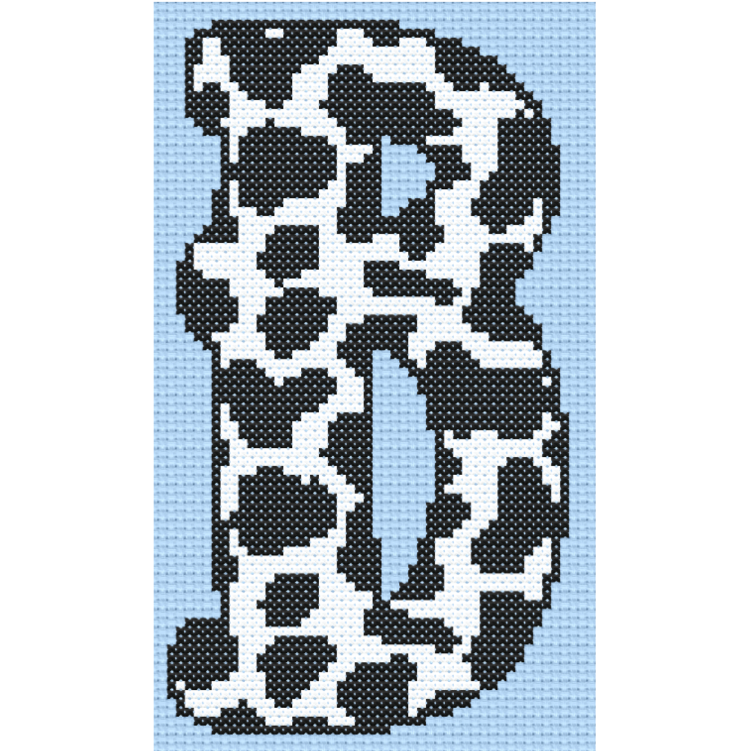Cow Print B Monogram Cross Stitch Pattern