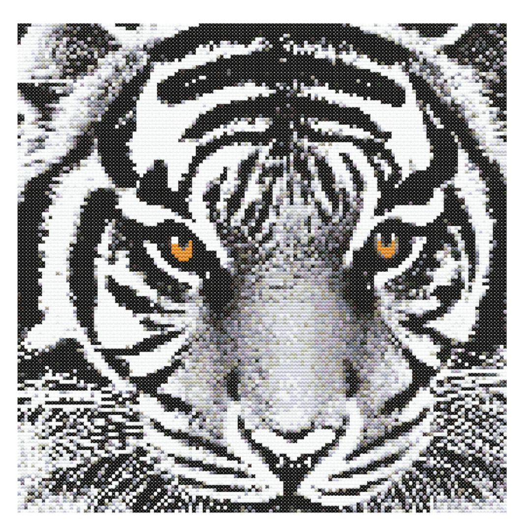 White Tiger Closeup Cross Stitch Pattern