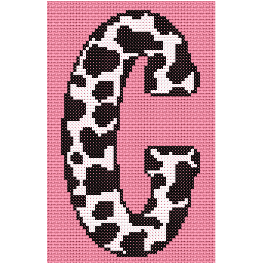 Cow Print C Monogram Cross Stitch Pattern