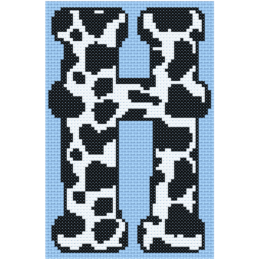 Cow Print H Monogram Cross Stitch Pattern