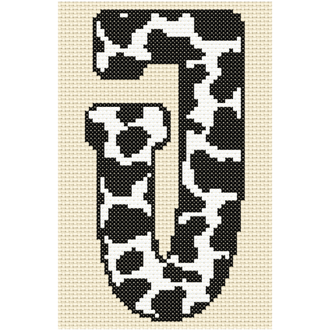 Cow Print J Monogram Cross Stitch Pattern