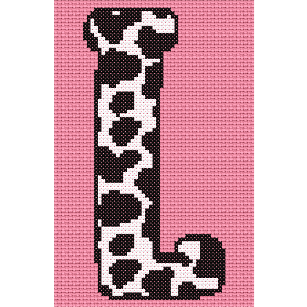 Cow Print L Monogram Cross Stitch Pattern