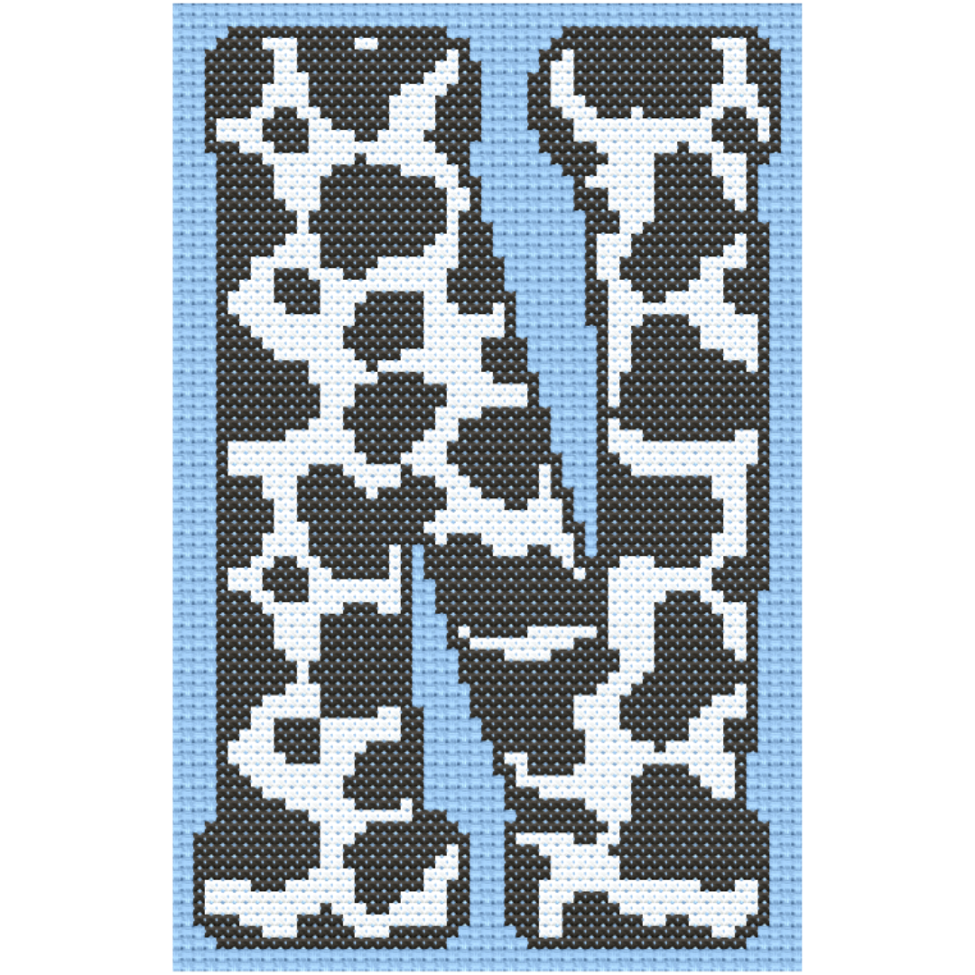 Cow Print N Monogram Cross Stitch Pattern