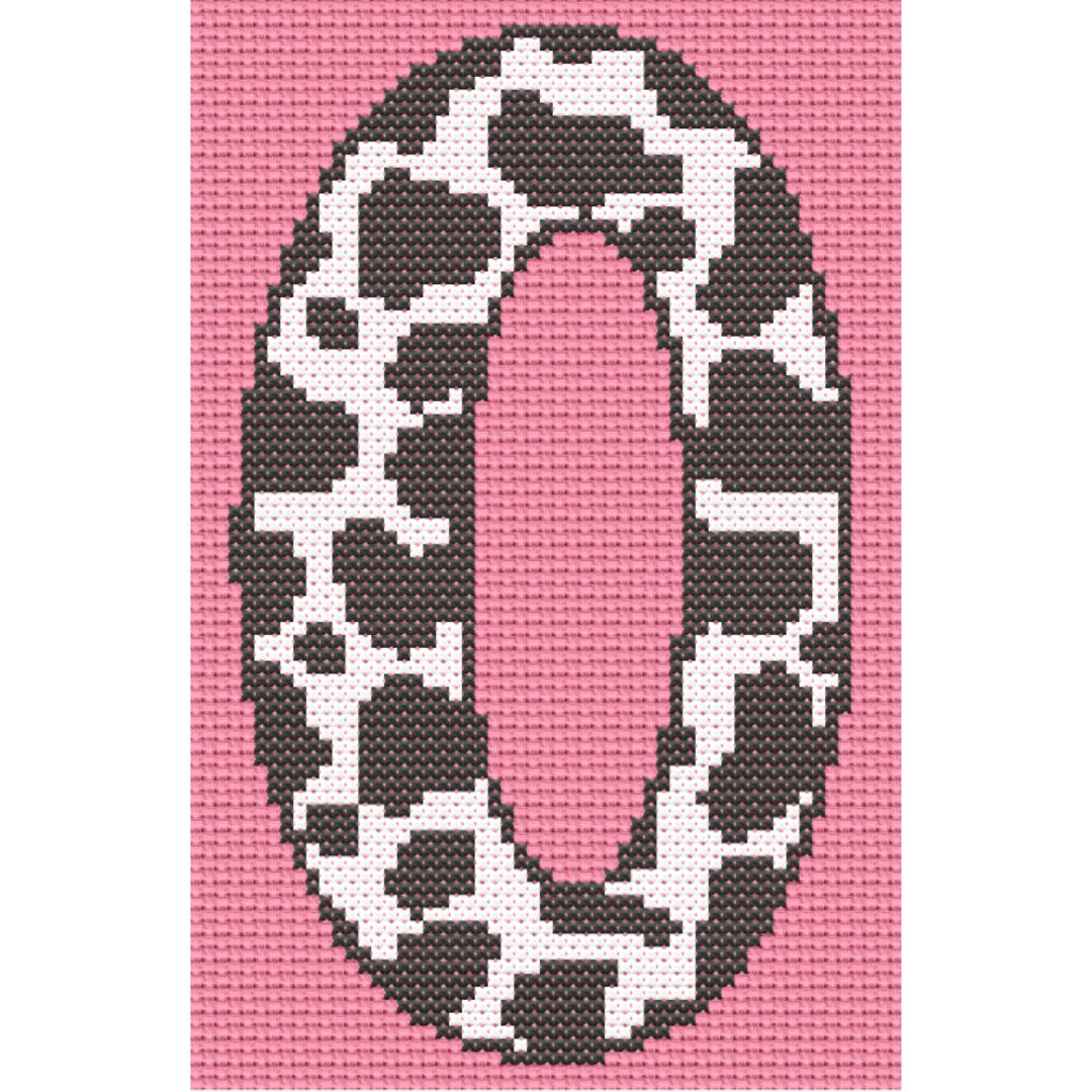 Cow Print O Monogram Cross Stitch Pattern