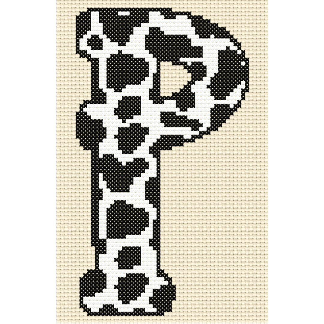 Cow Print P Monogram Cross Stitch Pattern